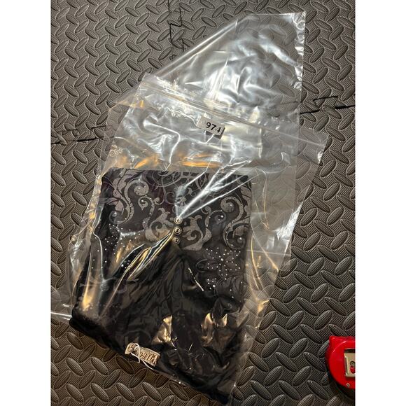 Blue Canyon 100% Cotton Y2K Grunge Embellished Floral Graphic‎ Brown Fitted Tee - Picture 10 of 10